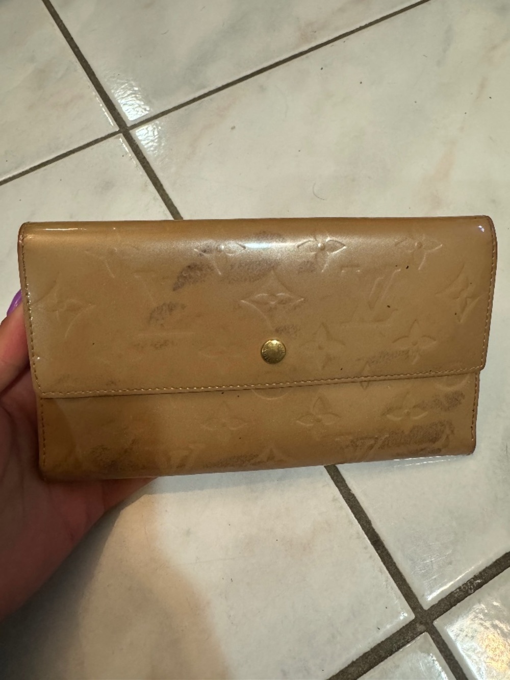 Louis Vuitton beige vintage Louis Vuitton Monogram Vernis Porte-Trésor Internati